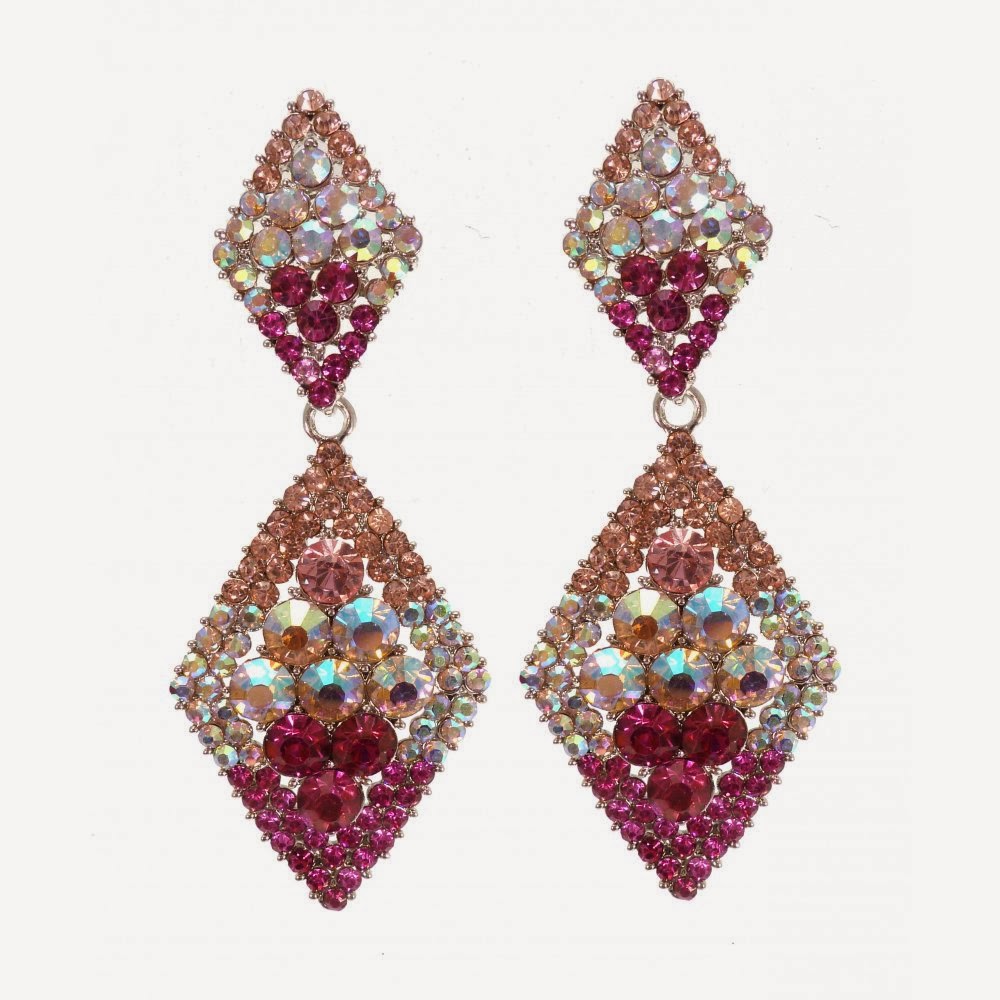 BEAUTY AND FASHION PINK DIAMOND EARRINGS