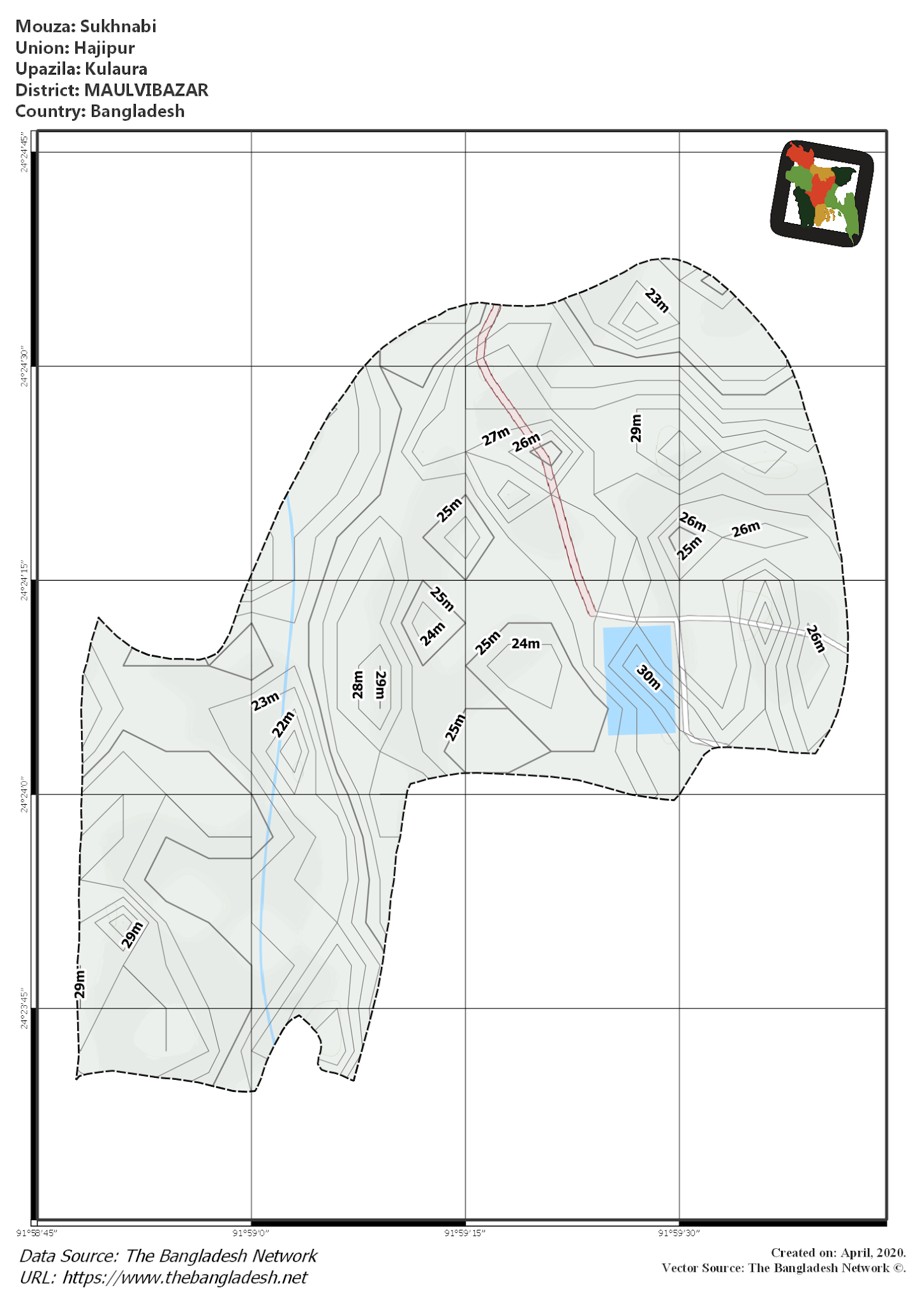 Map of Sukhnabi Mouza of Kulaura Upazila, MOULVIBAZAR, Bangladesh.
