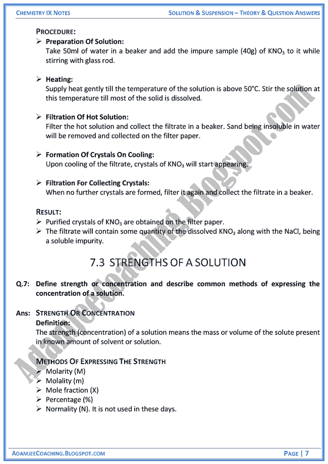 Adamjee Coaching Solution and Suspension Theory Notes and Question