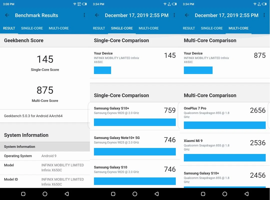 Benchmark Geekbench 5 Infinix Hot 8