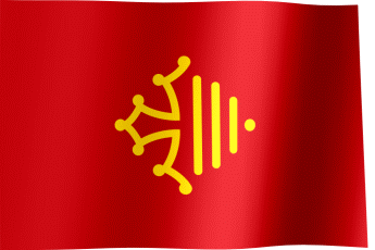The waving flag of Occitanie (Animated GIF) (Drapeau de l'Occitanie)