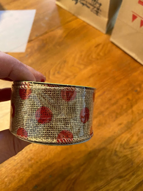 Photo of a roll of polka dot ribbon