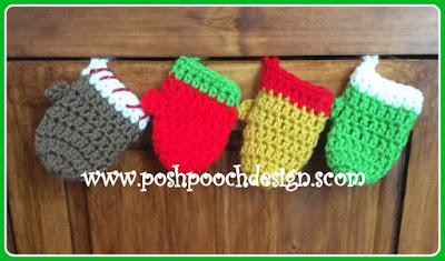 Posh Pooch Designs : Mini Mitten Christmas Ornaments