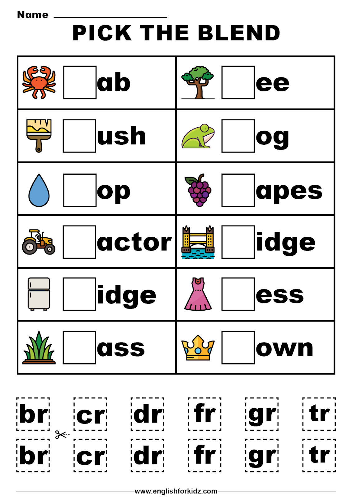 Beginning Consonant Blends and Digraphs Worksheets