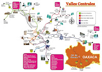 Carte, points of interest map, Oaxaca, Mexique