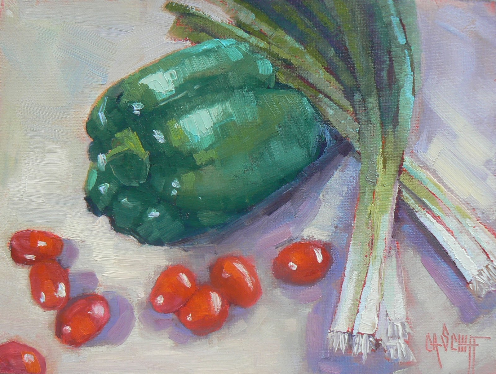 CAROL SCHIFF DAILY PAINTING STUDIO Daily Painting Painting Sale Vegetable Still Life Red