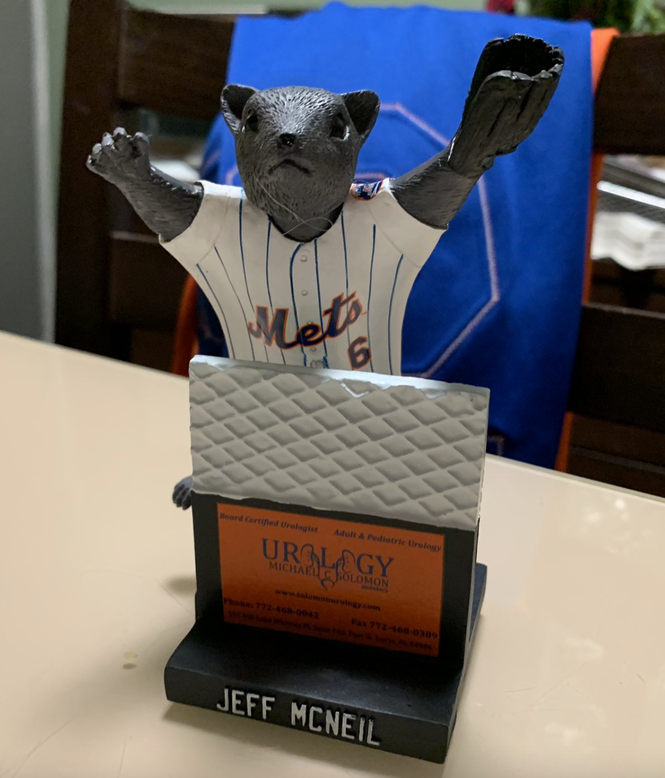New York Mets star Jeff McNeil shows off his 'bat flip' bobblehead