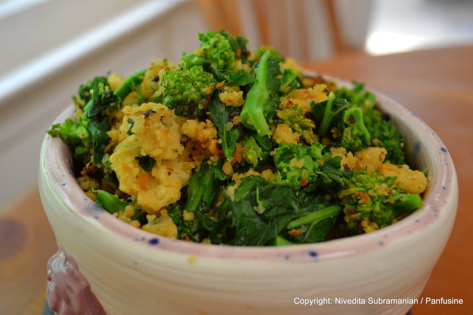 Day 4 Broccoli Rabe with steamed Stir fried lentils (Rapini 'Usli')