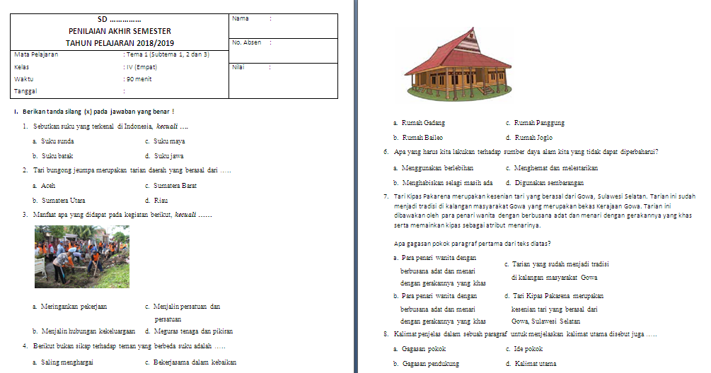 Soal Pas Kelas 4 Sd Mi Tema 1 Antapedia Com Soal Pas Kelas 4 Sd Mi Tema 1 Antapedia Com