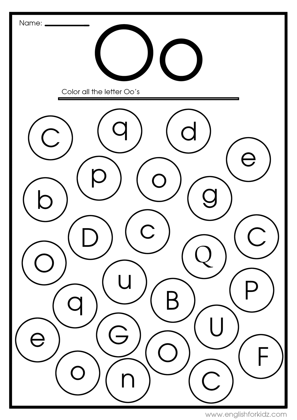 Letter O Worksheets, Flash Cards, Coloring Pages