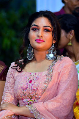 Prayaga Martin Cute Photos in Light Pink Long Frock - Media Updaters