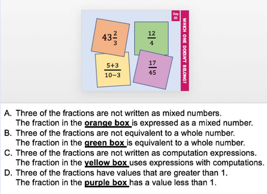 MathSnack: WODB: Fraction Possible Responses