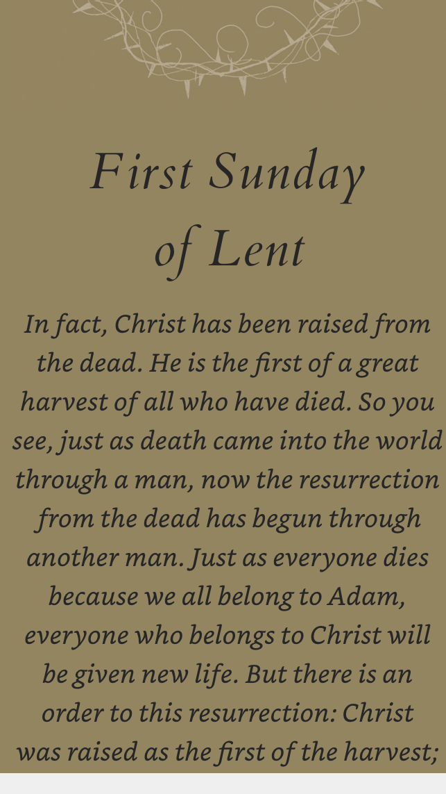 aMazing Grace "The Promise of Lent" 1st Sunday