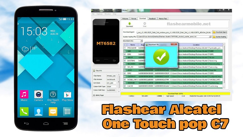 Flashear, revivir Alcatel One Touch pop C7 - 7040A, 7040D, 7040E, 7041D y  7041XFlashear Mobile
