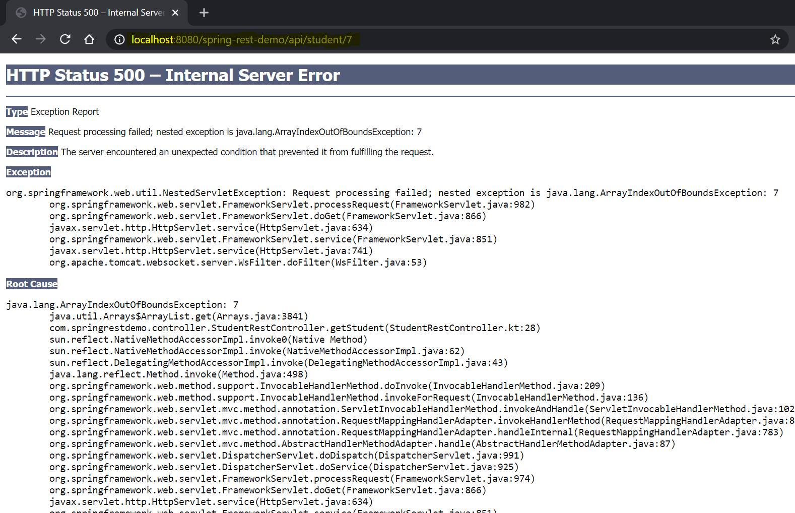 Spring with Kotlin REST API Error Handling