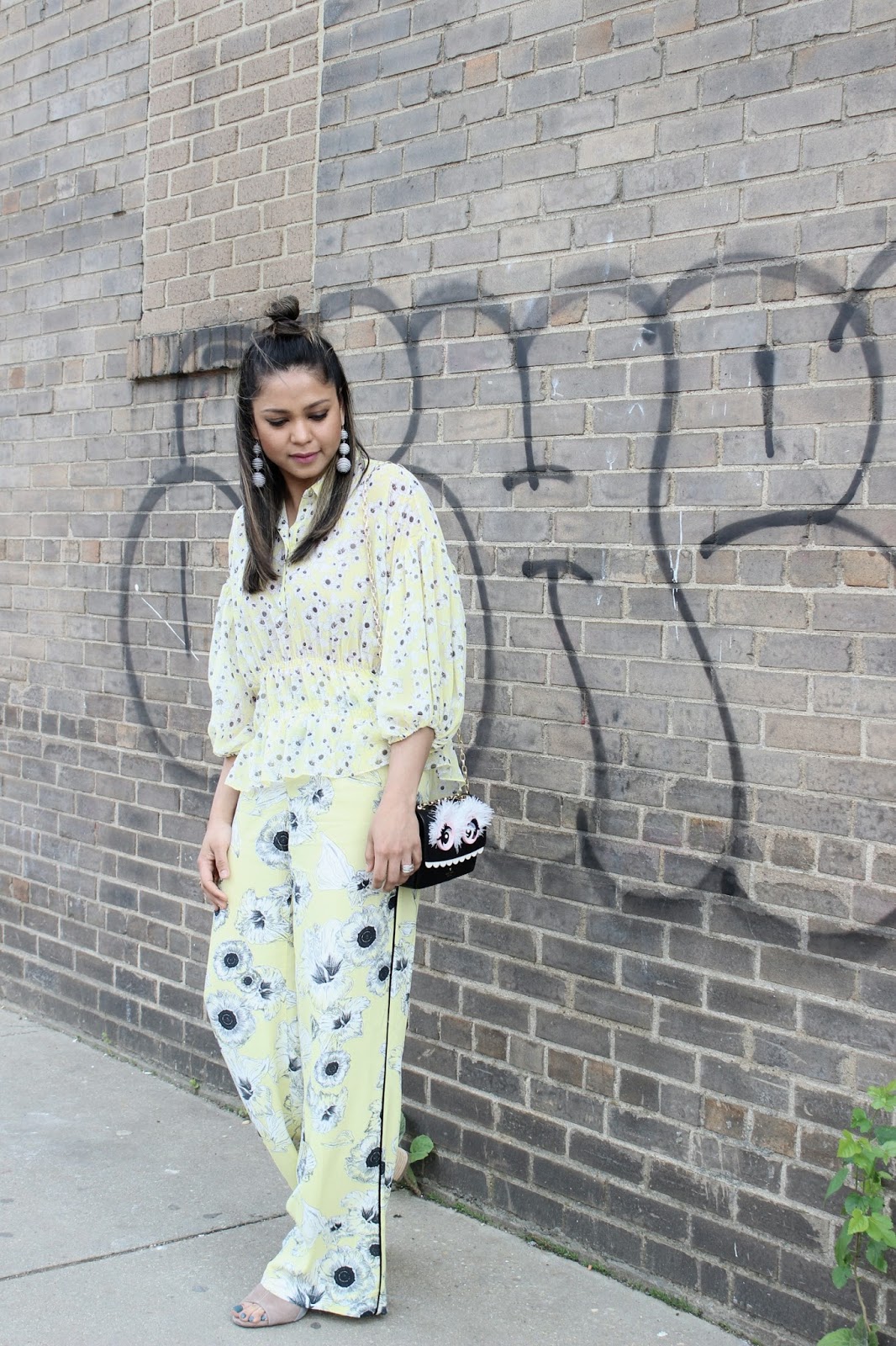 how to wear floral print with floral, yellow wide leg pants outfit, yellow peplum top outfit, look, ootd, street style, zara pants, hushpuppuppies shoes, mules, neutral, spring , saumya , myriad musings how to wear floral print with floral, yellow wide leg pants outfit, yellow peplum top outfit, look, ootd, street style, zara pants, hushpuppuppies shoes, mules, neutral, spring , saumya , myriad musings