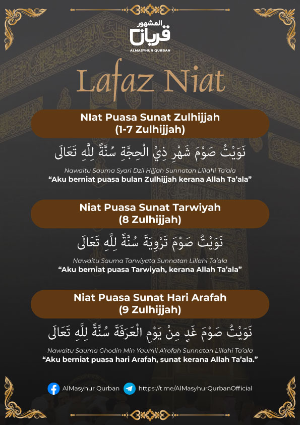 Lafaz Niat Puasa-puasa Sunat Sepanjang Bulan Dzulhijjah 1442H | Design