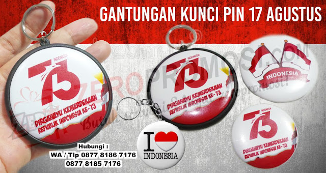 pin peniti, pin 2 muka, pin cermin, pin kaki tangan, gantungan kunci pin buka botol dimana bisa anda cetak dengan design 17 agustus