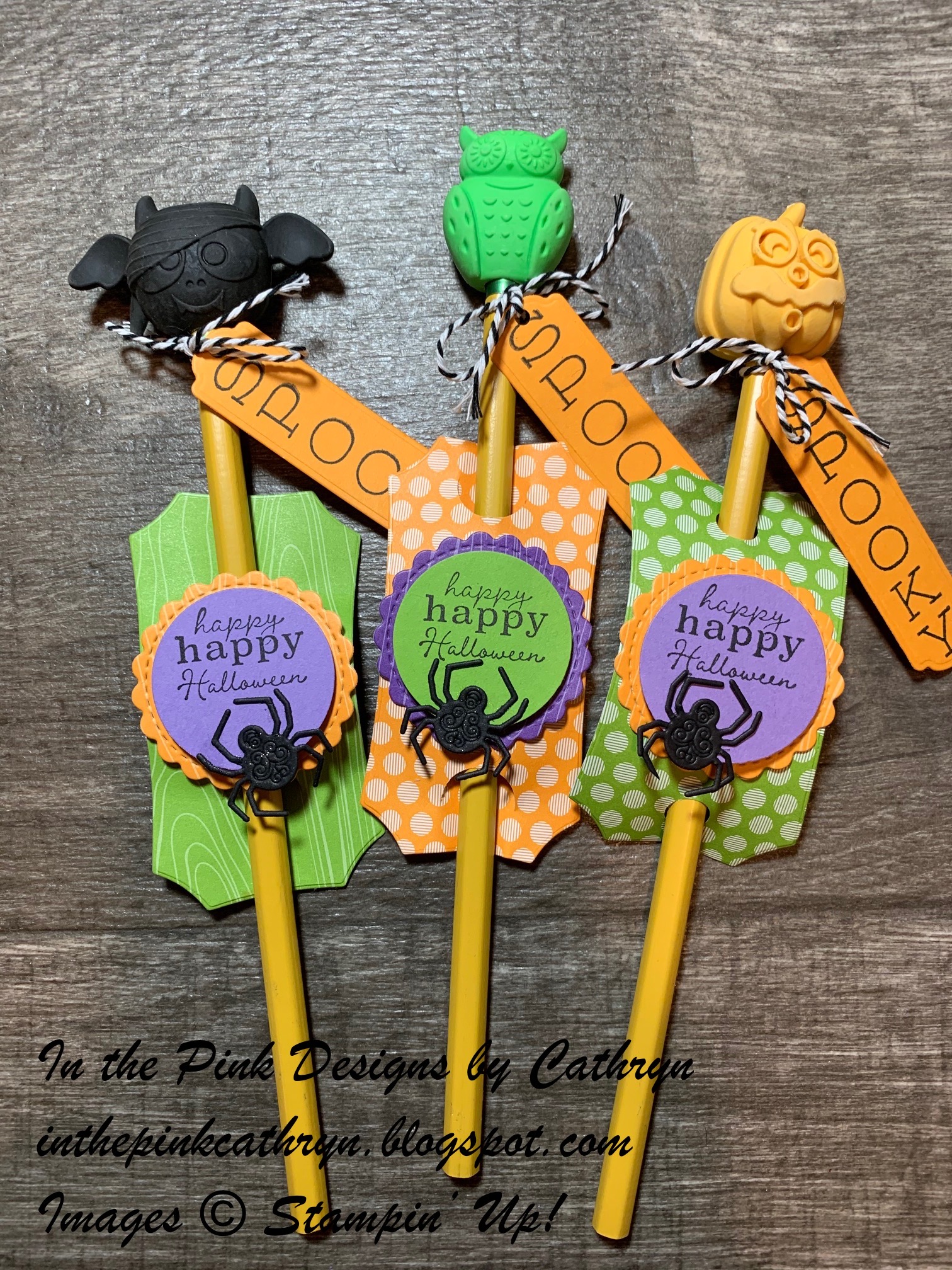 In the Pink, Designs by Cathryn SCRAP BUSTER HALLOWEEN PENCIL HOLDERS