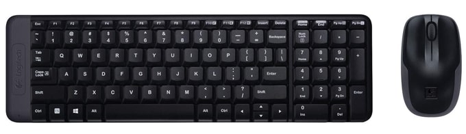 Logitech MK220 wireless keyboard and mouse combo.