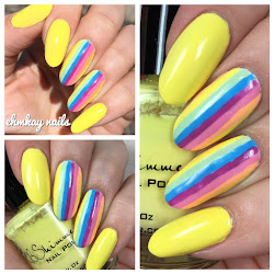 pastel nail neon stripe nails rainbow