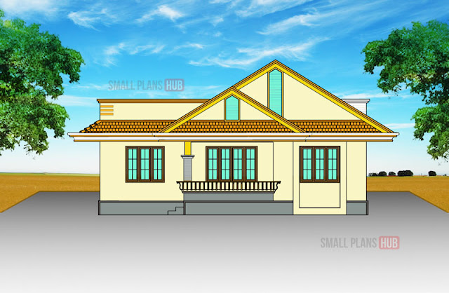 1013 Sq.ft. 3 Bedroom Single Floor Plan and Elevation