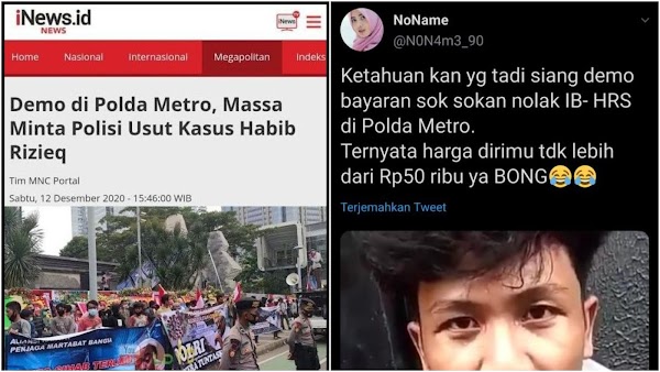 Eh Ketahuan! Pengakuan Demo Anti-HRS di Polda Metro Jaya Dibayar 50 Ribu, Siapa Nih Yang Nyuruh?