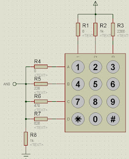 Teclado 3x4 con divisores de voltajes. Teclado 3x4 con divisores de voltajes.