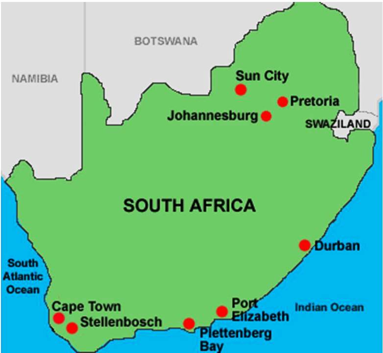 Йоханнесбург на карте. Сан Сити ЮАР на карте. ЮАР на карте.