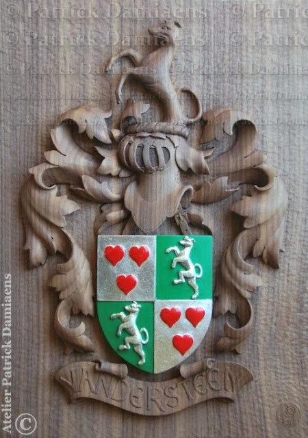 family coat of arms carved in wood