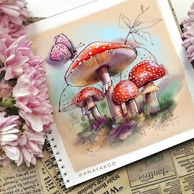 05-Butterfly-and-red-mushrooms-Anya-Yakovleva-www-designstack-co