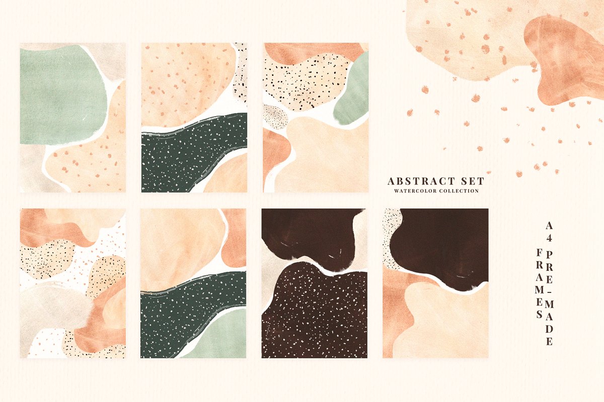 Textures & Patterns: Naive. Watercolor Abstract Set (PNG)