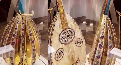 أغلى عود عربي في العالم مصنوع من الذهب و والصدف ضمن مقتنيات شخصية وفنية في معرض رابح صقر