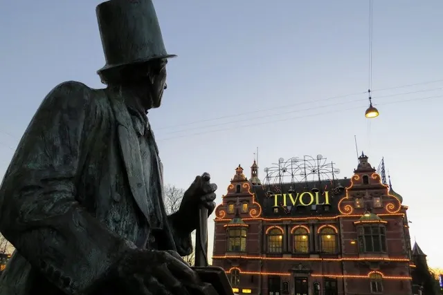 Copenhagen in Winter: Hans Christian Andersen statue near Tivoli Gardens