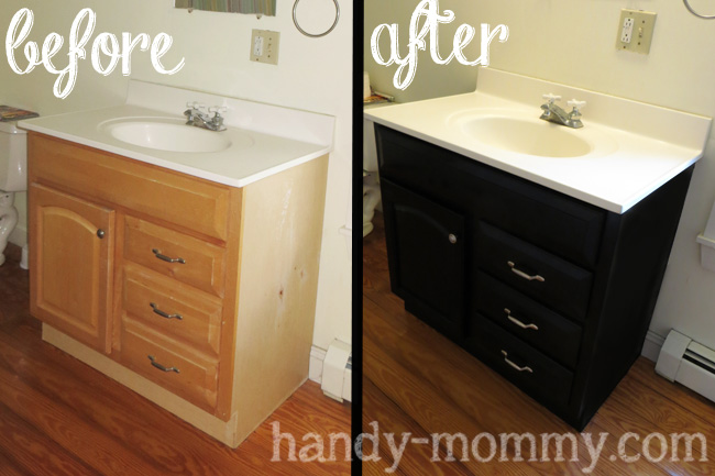 Handy Mommy: Refinishing a Bathroom Vanity {Bathroom Makeover, Phase 1}