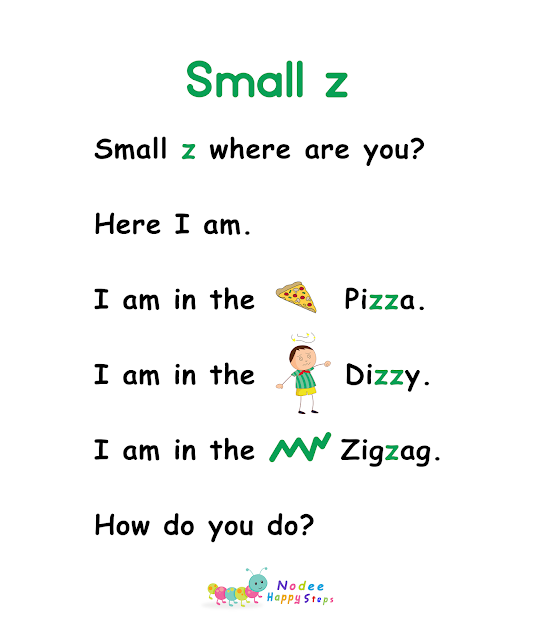 Letter Z 'Uppercase-Lowercase' - Alphabet Stories - Reading Comprehension Worksheet