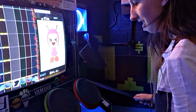 Eldest playing a drum game