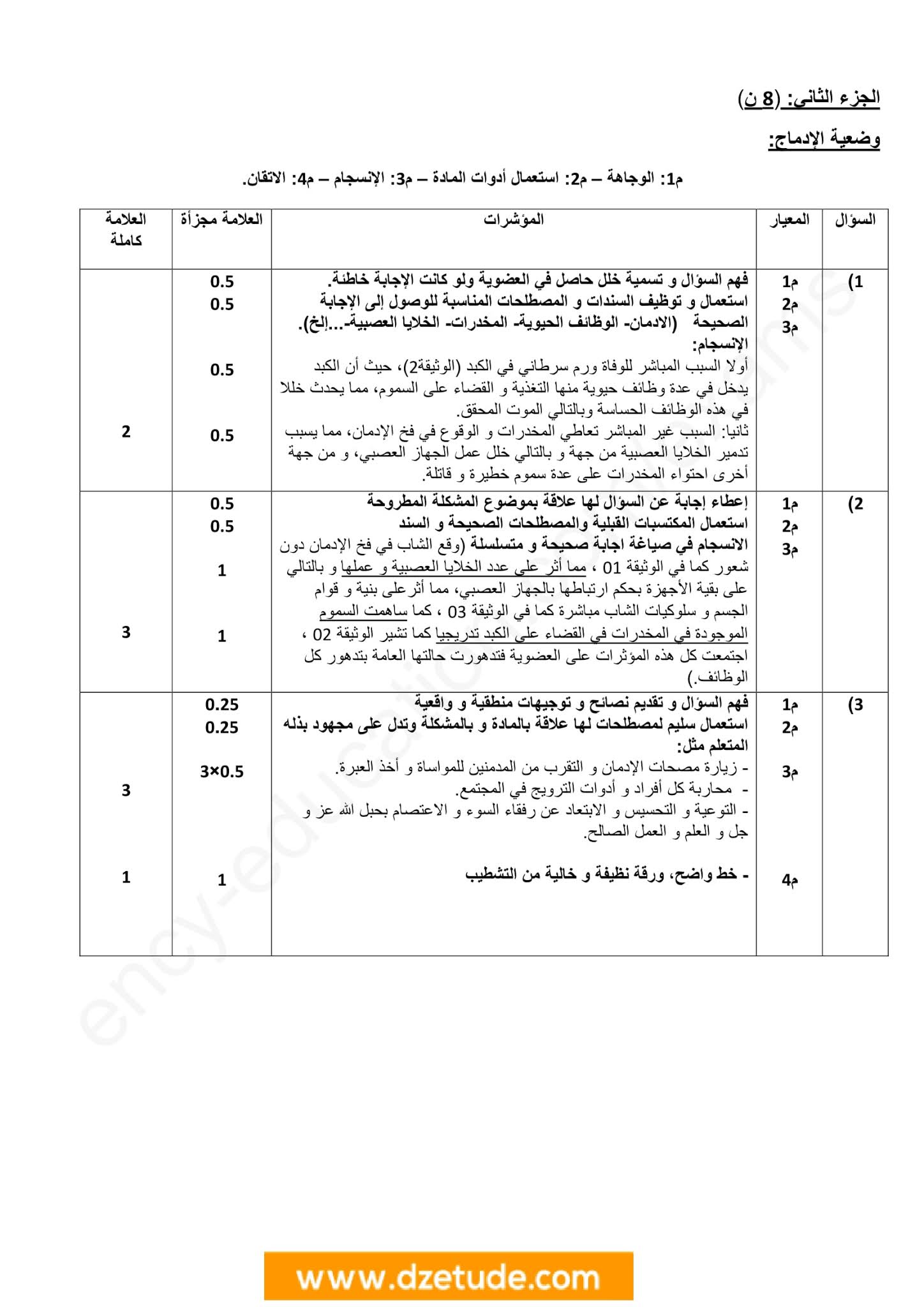 إختبار العلوم الطبيعية الفصل الثاني للسنة الرابعة متوسط - الجيل الثاني نموذج 6