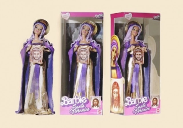 Boneca Barbie modificada representando Santa Verônica bonecas barbie modificadas, bonecas personalizadas, bonecas barbie religiosas, barbie baphomet, boneca barbie baphomet, boneca santa verônica