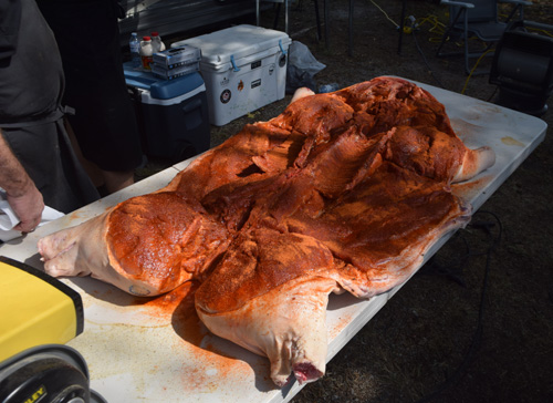 Preparing whole hog at the 2019 Praise The Lard BBQ Contest