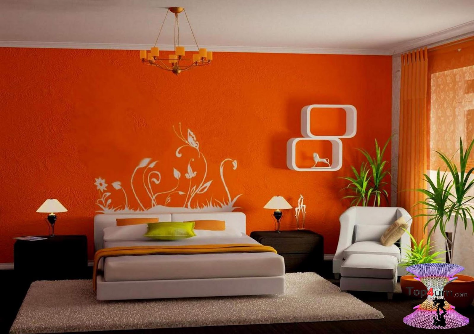 Красиво покрасить комнату. Интерьер в оранжевых тонах. Оранжевый цвет в интерьере. Интерьер комнаты в оранжевом цвете. Оранжевые стены в интерьере.