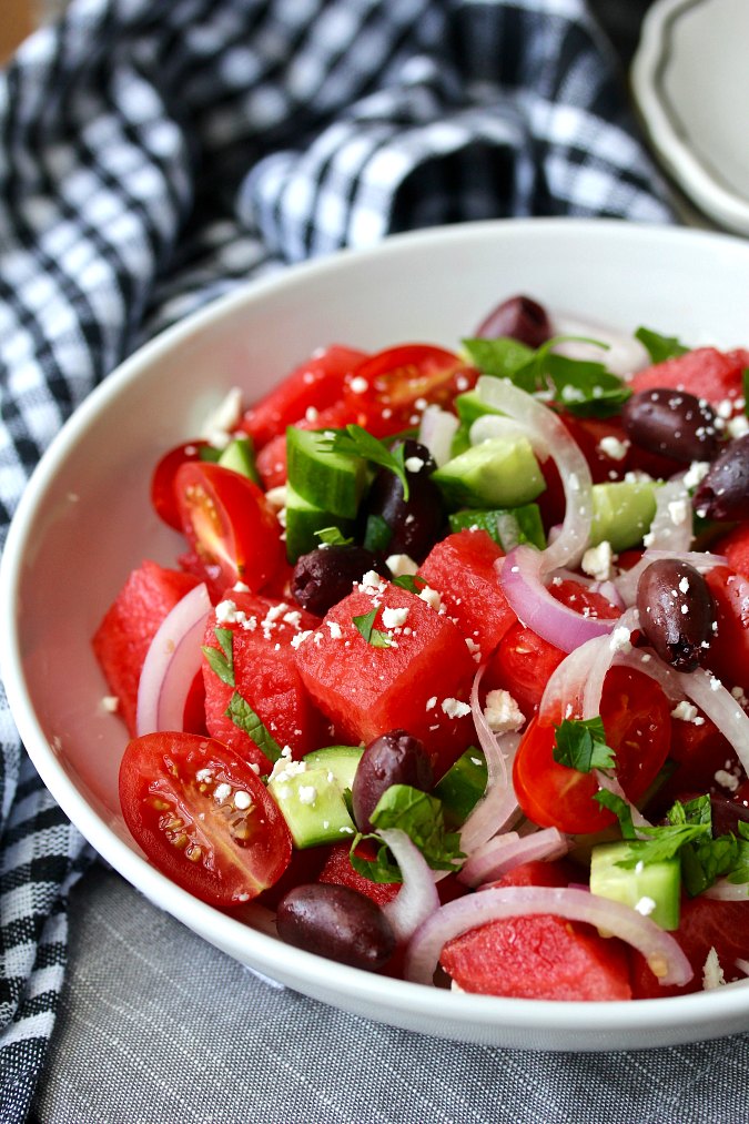 Greek-Style Watermelon and Tomato Salad