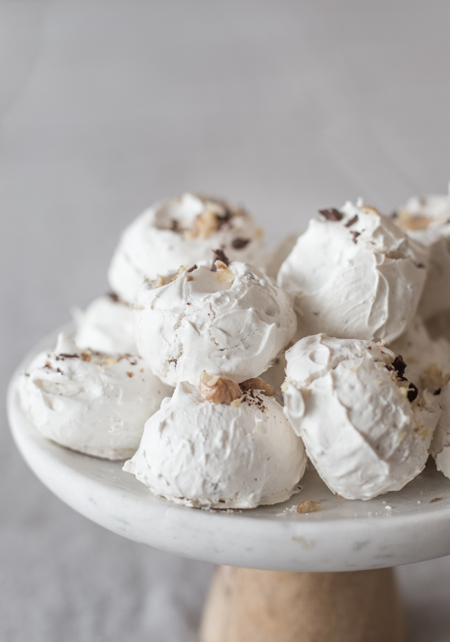 simmer & boyle chocolate and walnut meringues with salted caramel
