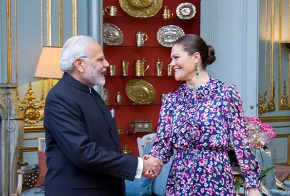 King Carl Gustaf and Crown Princess Victoria received Prime Minister Narendra Modi of India at Royal Palace. Prime Ministers at India-Nordic summit