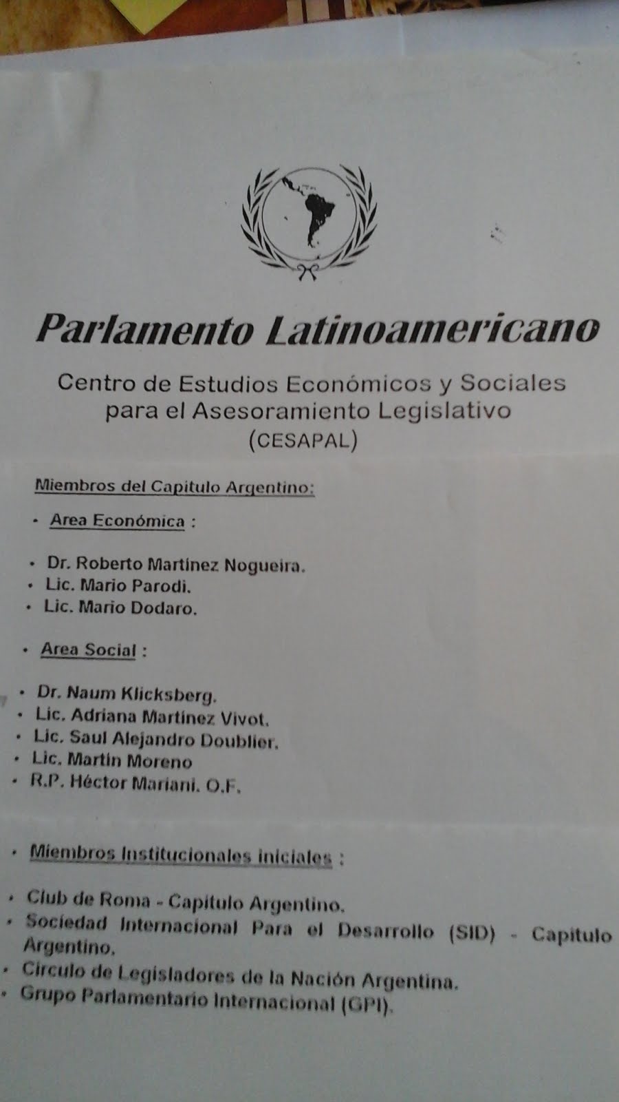 70 - Naum Kliksberg como asesor del Parlamento Latinoamericano. Argentina.1998.