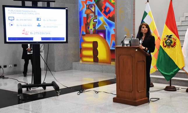 Gobierno de Evo Morales gastó más de Bs 1.718 millones en publicidad, lo que equivale a 4.938 respiradores