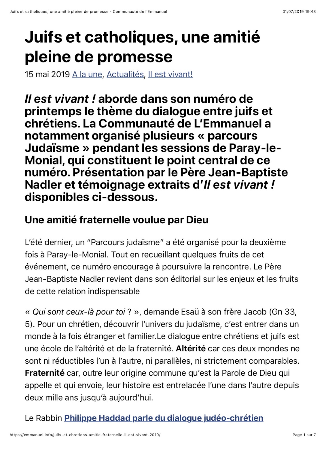 Une Promesse Au Nom De Notre Amitie Association Marie Fille de Sion: Juifs et catholiques, une amitié