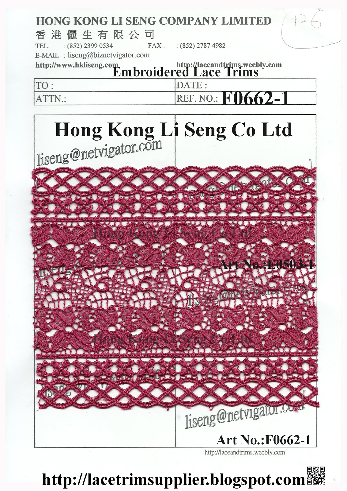 A. Stock Lot Lace Trims Supplier: Hong Kong Li Seng Co Ltd
