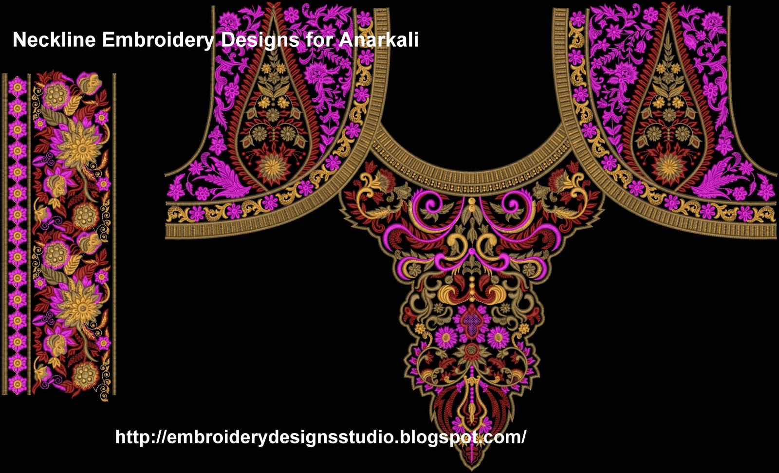 Latest neckline machine embroidery for umbrella frock vol2 Free