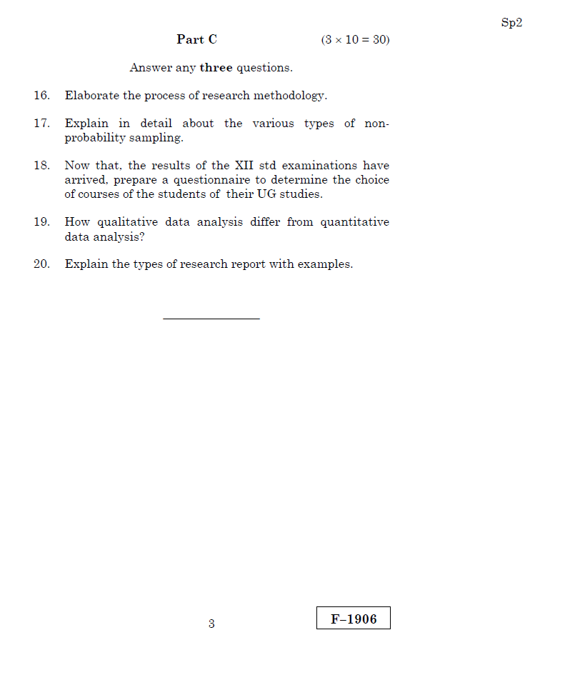business research methods question paper pdf mba